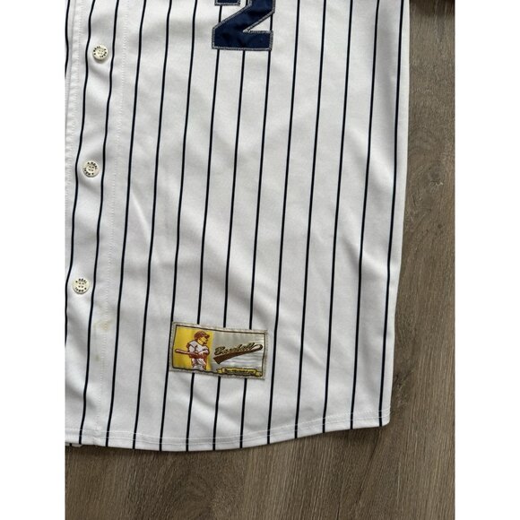 Vintage Y2K New York Yankees MLB Derek Jeter Pinstripe Baseball Jersey #2 2XL - Picture 9 of 16